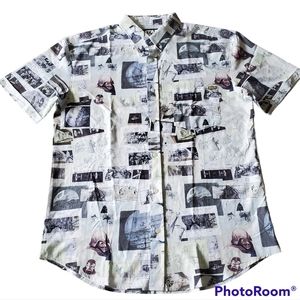 Star Wars Rsvlts Kunuflex Button Down Lightweight Short Sleeve Shirt, Size L